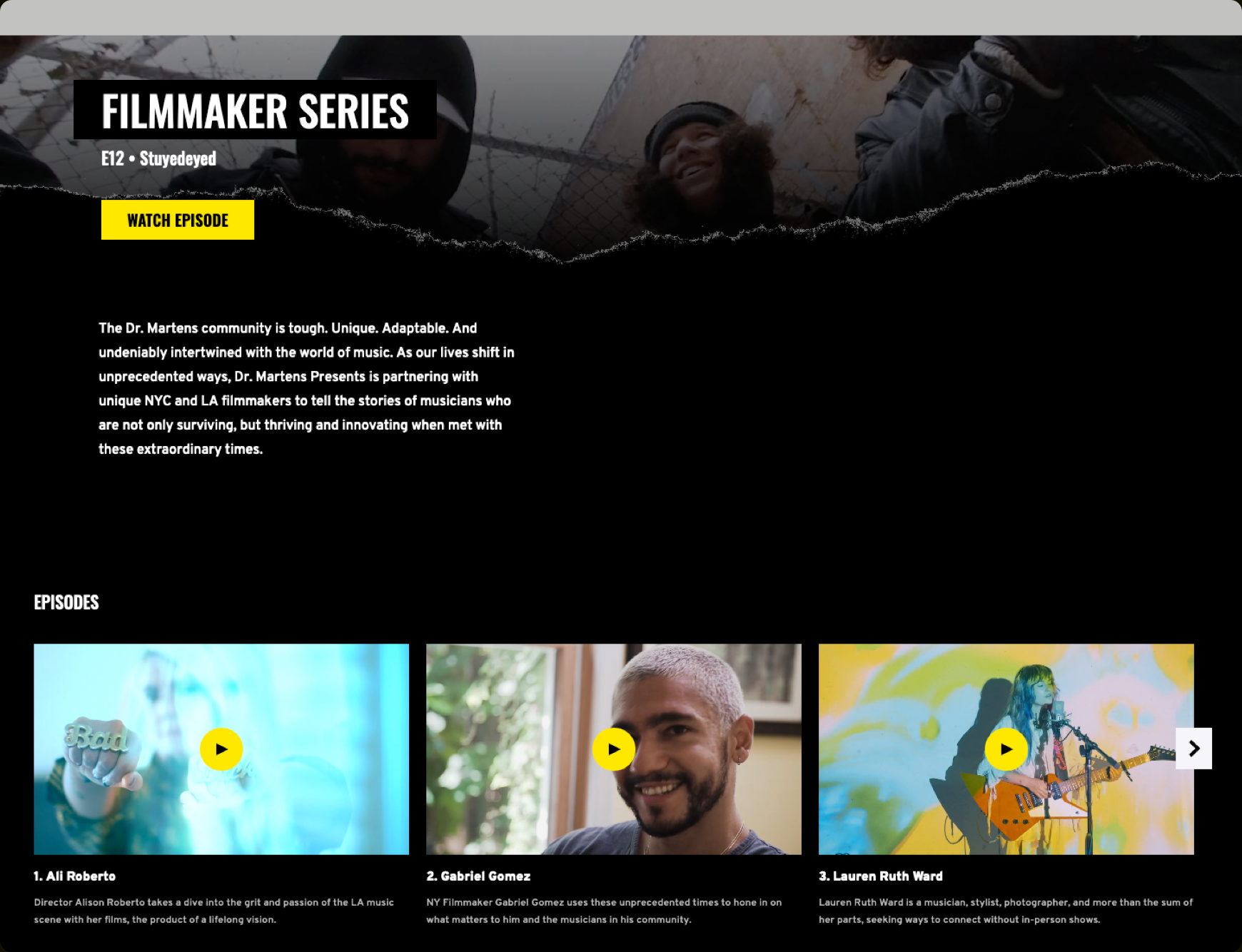 Image of work done on Doc Martens website